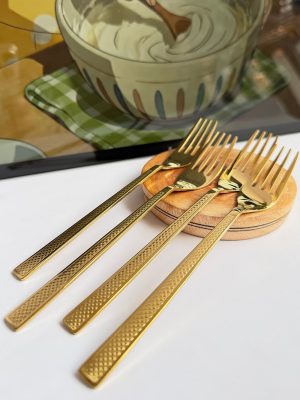 গোল্ডেন কাটা চামচ (৬ পিস সেট) | Golden Fork Spoon (6 Pcs Set)