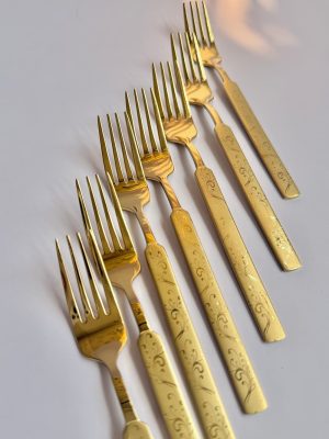 গোল্ডেন কাটা চামচ (৬ পিস সেট) | Golden Fork Spoon (6 Pcs Set)